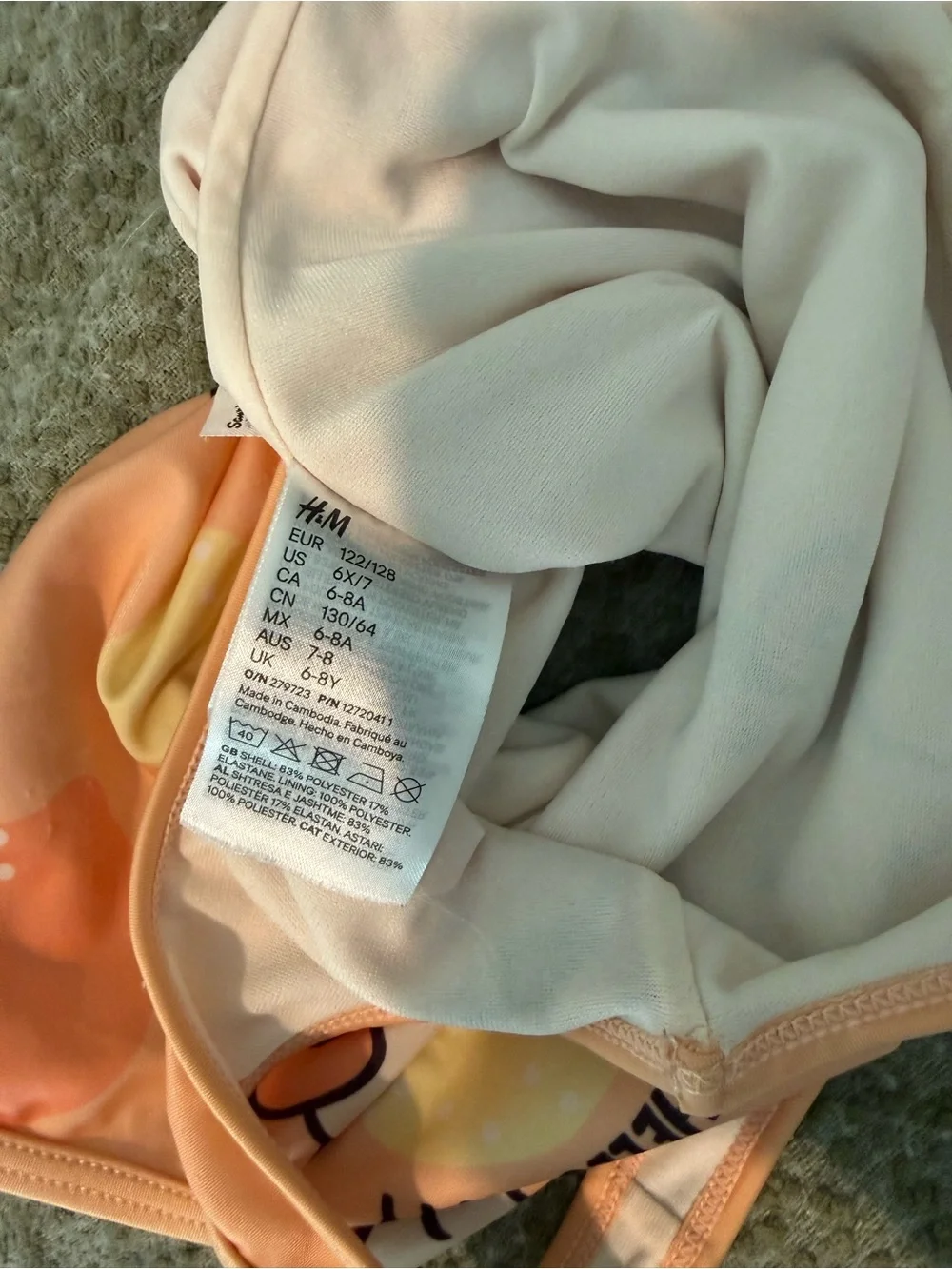 Mini Boden Blue Dolphin & Peach Hello Kitty Girls One-Piece Swim Set
